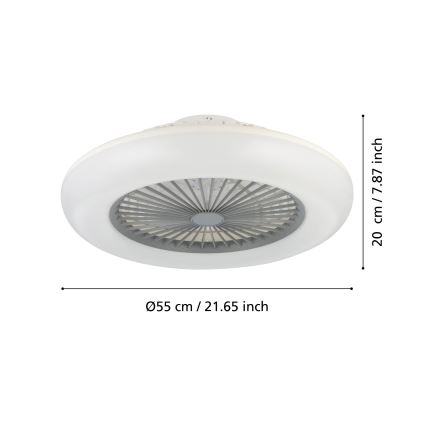 Eglo - LED-dimbar takfläkt 3xLED/12,6W/230V 2700-6500K Ø 55 cm grå + fjärrkontroll