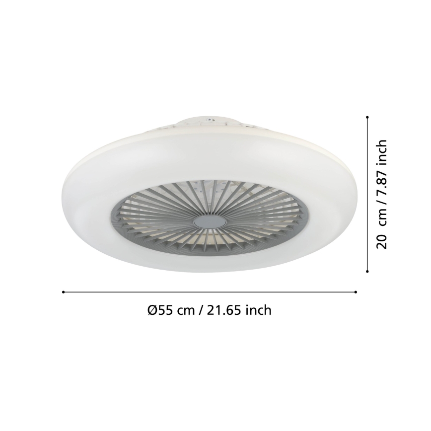 Eglo - LED-dimbar takfläkt 3xLED/12,6W/230V 2700-6500K Ø 55 cm grå + fjärrkontroll