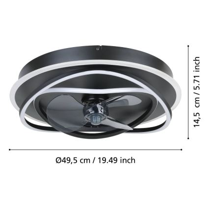 Eglo - Dimbara LED-takfläkt 4xLED/9W/230V 2700-6500K Ø 50 cm svart + fjärrkontroll