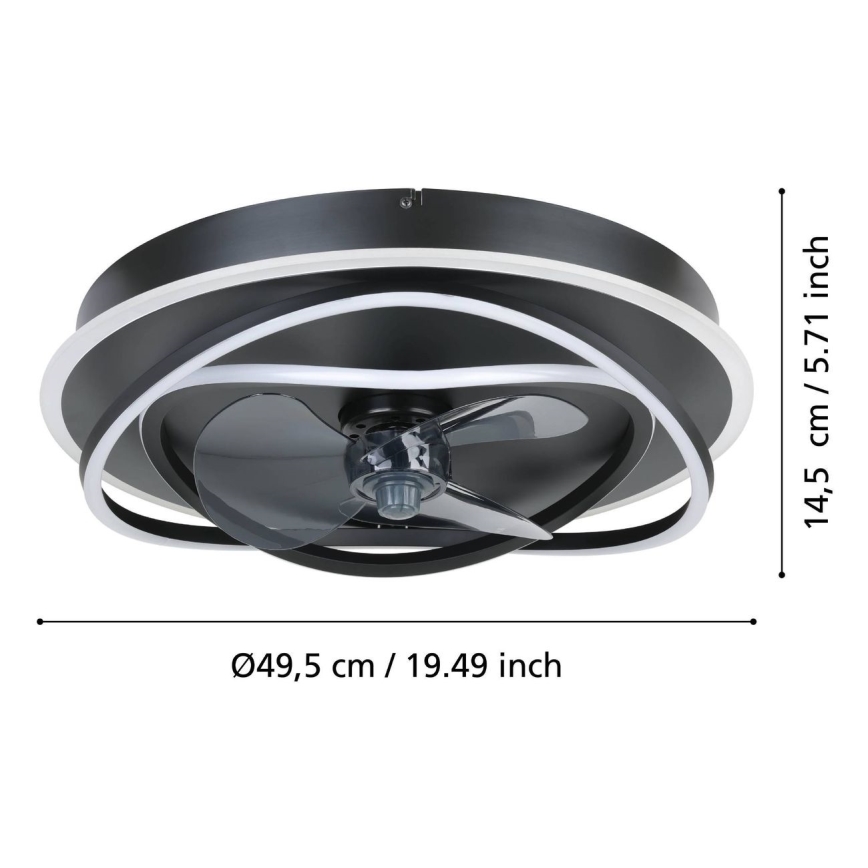 Eglo - Dimbara LED-takfläkt 4xLED/9W/230V 2700-6500K Ø 50 cm svart + fjärrkontroll