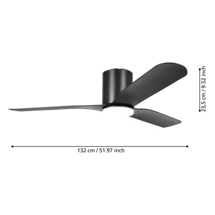 Eglo - LED-dimmbar takfläkt LED/17W/230V Ø 132 cm svart + fjärrkontroll