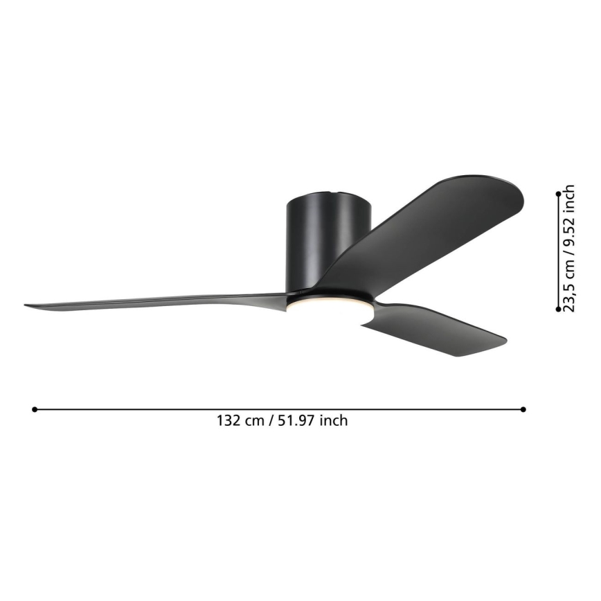 Eglo - LED-dimmbar takfläkt LED/17W/230V Ø 132 cm svart + fjärrkontroll