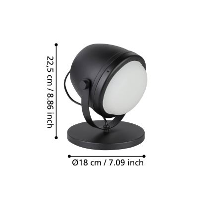 Eglo - Bordslampa 1xE27/28W/230V svart