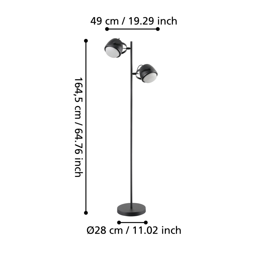 Eglo - Golvlampa 2xE27/28W/230V svart