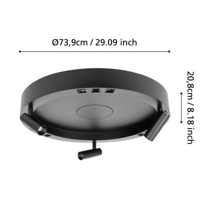 Eglo - LED Dimbar taklampa 3xLED/8W/230V + 3xLED/8,5W 3000K svart + fjärrkontroll