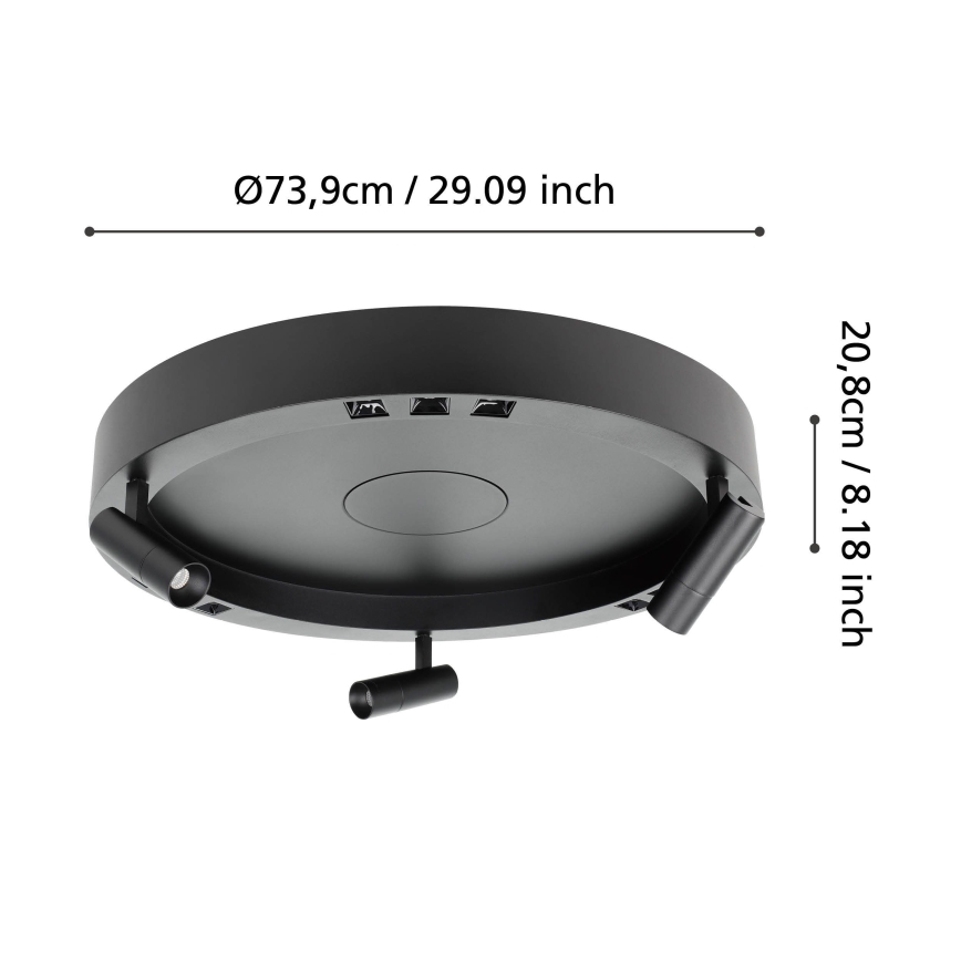 Eglo - LED Dimbar taklampa 3xLED/8W/230V + 3xLED/8,5W 3000K svart + fjärrkontroll