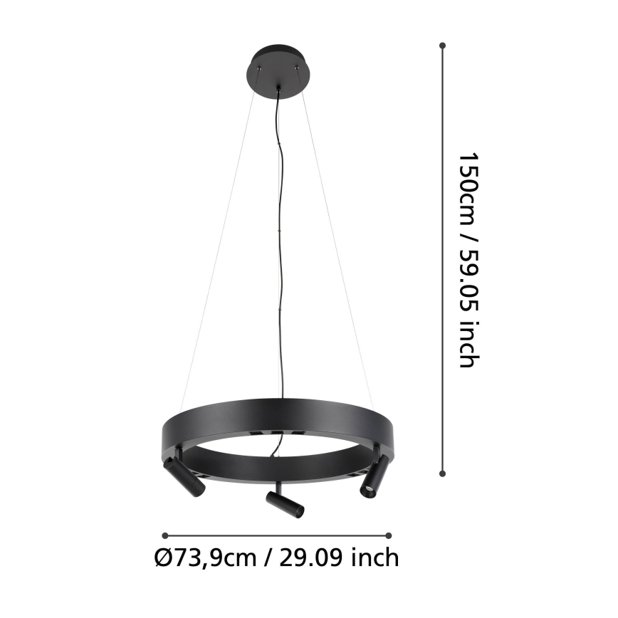 Eglo - LED dimbar taklampa 3xLED/8W/230V + 3xLED/8,5W 3000K svart + fjärrkontroll