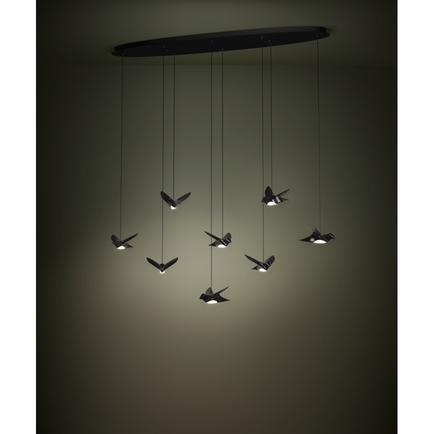 Eglo - LED ljusreglerad ljuskrona på textilsladd 8xLED/4,2W/230V 3000K svart