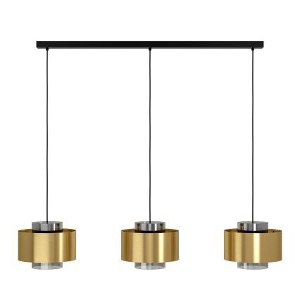 Eglo - Ljuskrona med textilsladd 3xE27/40W/230V guld