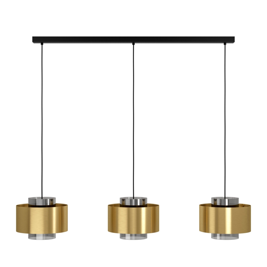 Eglo - Ljuskrona med textilsladd 3xE27/40W/230V guld