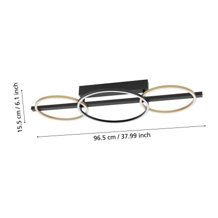 Eglo - Dimbar LED ytmonterad ljuskrona 2xLED/12,5W/230V + LED/15,5W 3000K svart