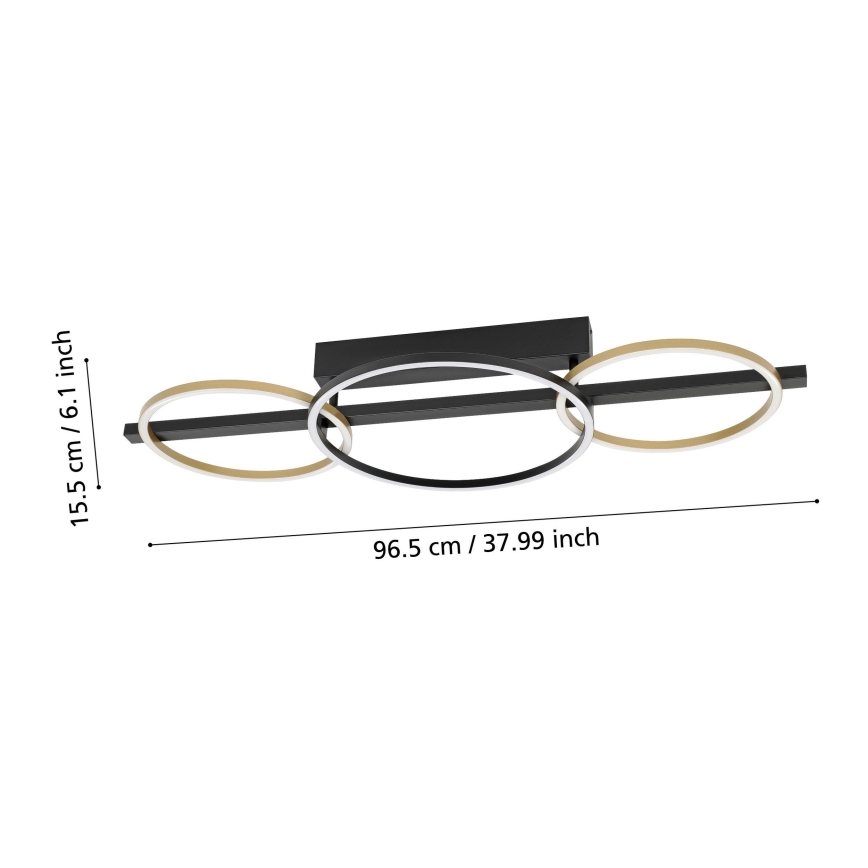 Eglo - Dimbar LED ytmonterad ljuskrona 2xLED/12,5W/230V + LED/15,5W 3000K svart