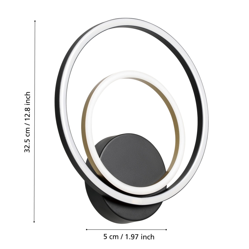 Eglo - LED väggbelysning LED/12W/230V 3000K + 4xLED/2,1W 3000K svart