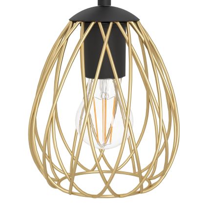 Eglo - Ljuskrona med textilsladd 6xE27/40W/230V svart/guld