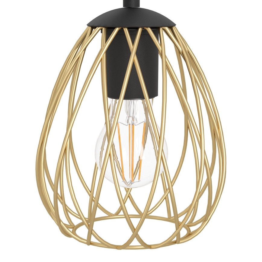 Eglo - Ljuskrona med textilsladd 6xE27/40W/230V svart/guld