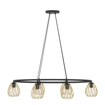 Eglo - Ljuskrona med textilsladd 6xE27/40W/230V svart/guld