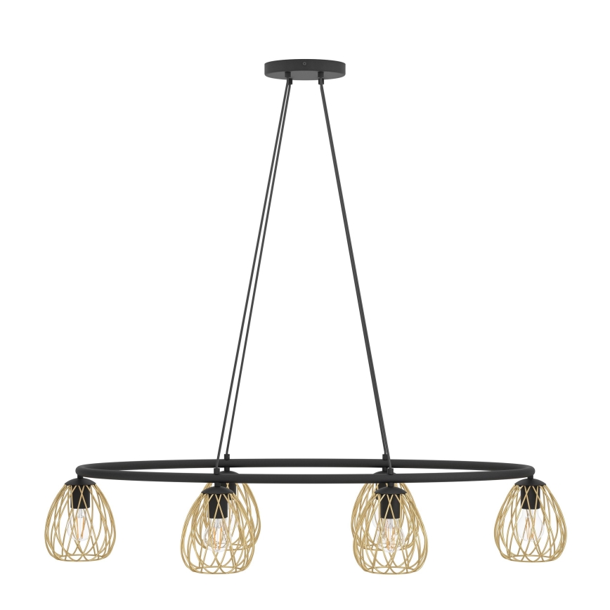 Eglo - Ljuskrona med textilsladd 6xE27/40W/230V svart/guld