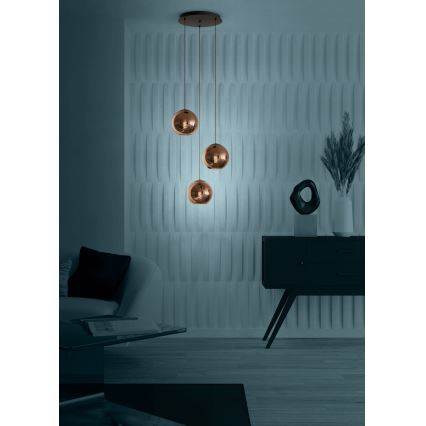 Eglo - Ljuskrona med textilsladd 3xE27/40W/230V koppar