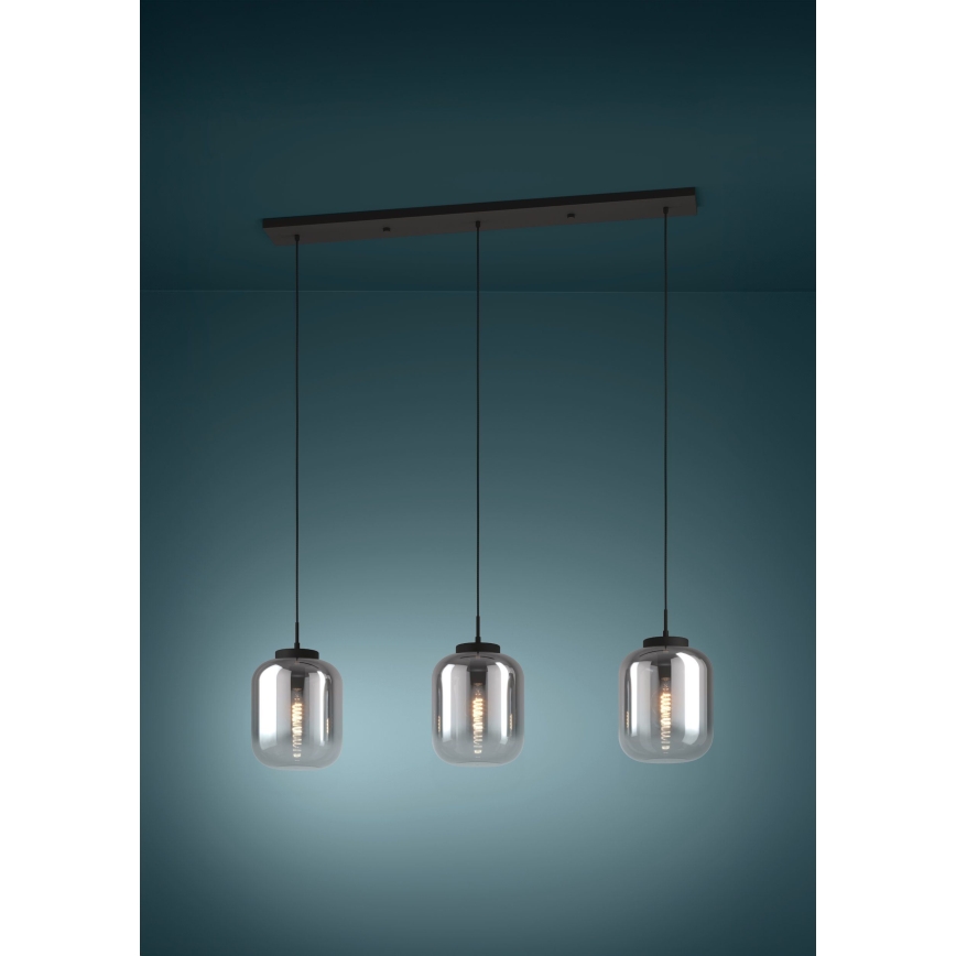 Eglo - Ljuskrona med textilsladd 3xE27/40W/230V rökig