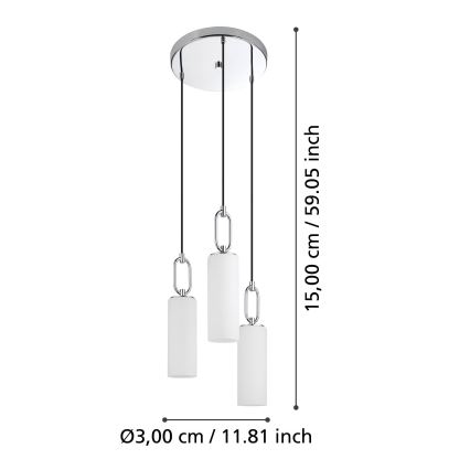 Eglo - Ljuskrona med textilsladd 3xE27/40W/230V skinande krom
