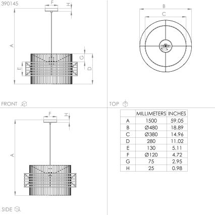 Eglo - Ljuskrona med textilsladd 1xE27/40W/230V diameter 48 cm grädde