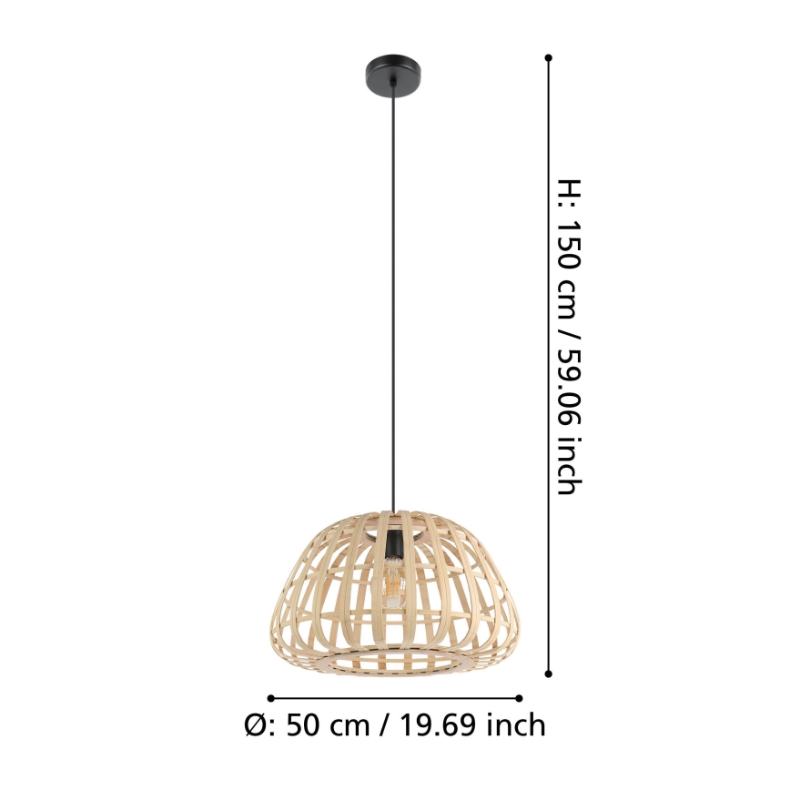 Eglo - Ljuskrona med textilsladd 1xE27/40W/230V diameter 50 cm bambu