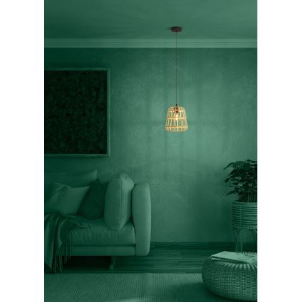 Eglo - Ljuskrona med textilsladd 1xE27/40W/230V diameter 24 cm bambu