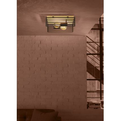 Eglo - Taklampa 2xE27/40W/230V svart/brun