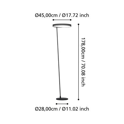 Eglo - LED Dimbar golvlampa LED/23W/230V 3000K svart
