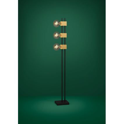 Eglo - Golvlampa 3xE27/40W/230V svart/brun