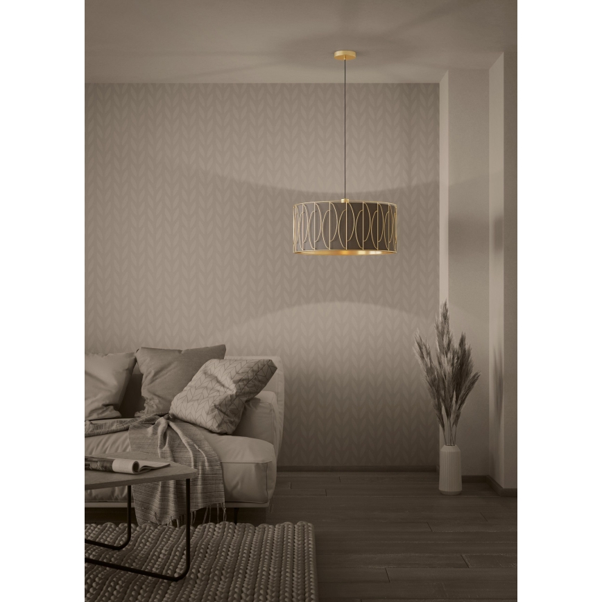 Eglo - Ljuskrona med textilsladd 1xE27/40W/230V guld/brun