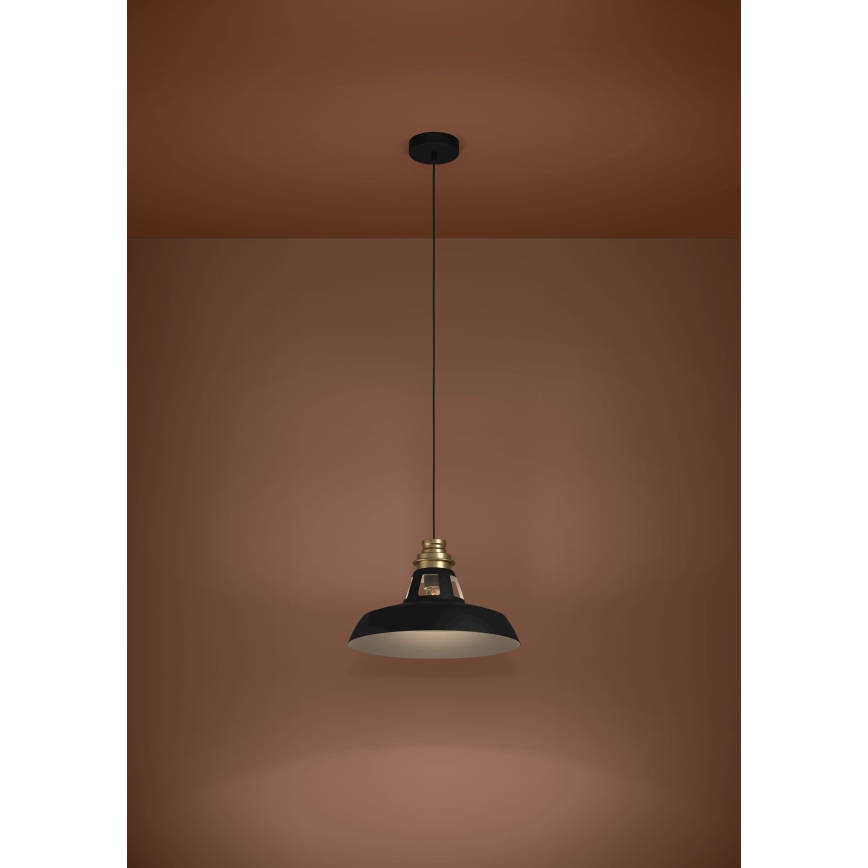 Eglo - Ljuskrona med textilsladd 1xE27/40W/230V svart/guld