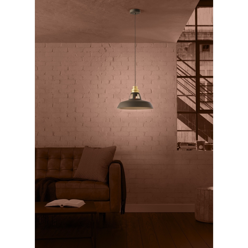 Eglo - Ljuskrona med textilsladd 1xE27/40W/230V svart/guld