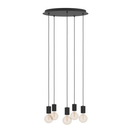 Eglo - Ljuskrona med textilsladd 5xE27/40W/230V svart