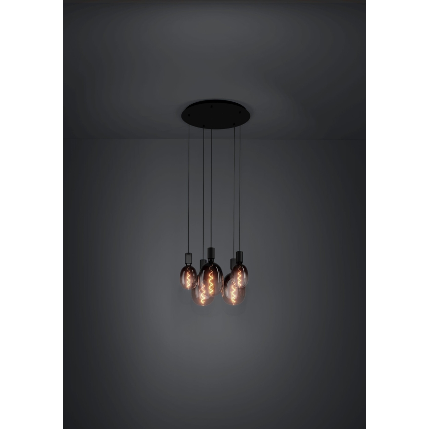 Eglo - Ljuskrona med textilsladd 5xE27/40W/230V svart