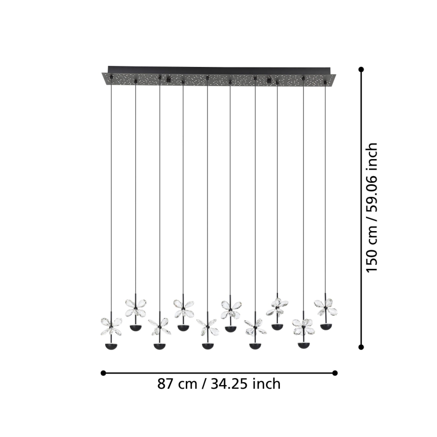 Eglo - LED ljusreglerad ljuskrona på textilsladd LED/23W/230V 3000K svart