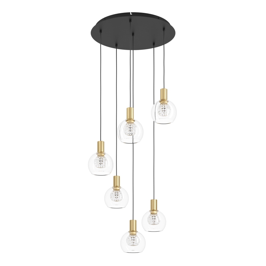 Eglo 390279 - LED ljusreglerad ljuskrona på textilsladd 6xLED/5,4W/230V 3000K diameter 54 cm guld