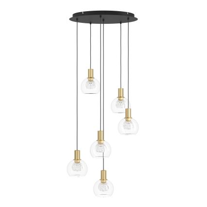 Eglo 390279 - LED ljusreglerad ljuskrona på textilsladd 6xLED/5,4W/230V 3000K diameter 54 cm guld