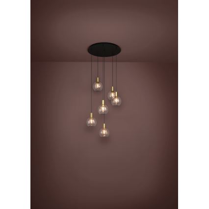 Eglo 390279 - LED ljusreglerad ljuskrona på textilsladd 6xLED/5,4W/230V 3000K diameter 54 cm guld