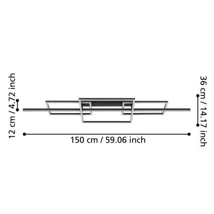 Eglo - Dimbar LED ytmonterad ljuskrona LED/34,5W/230V 3000K svart