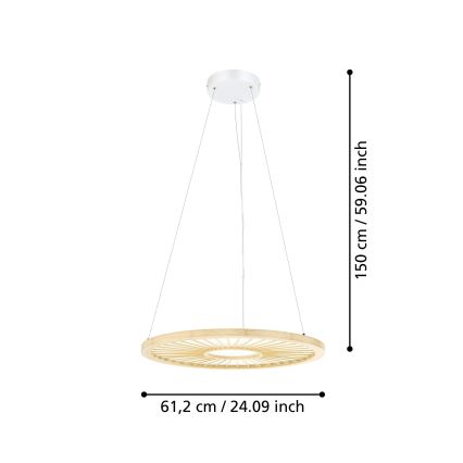 Eglo - LED ljusreglerad ljuskrona på textilsladd LED/36W/230V 4000K beige