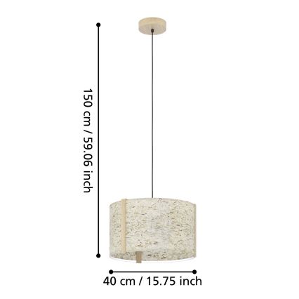 Eglo - Ljuskrona med textilsladd 1xE27/25W/230V beige