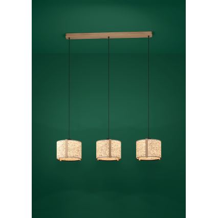 Eglo - Ljuskrona med textilsladd 3xE27/25W/230V beige