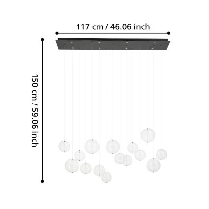 Eglo - LED ljusreglerad ljuskrona på textilsladd 8xLED/4,2W/230V 3000K genomskinlig