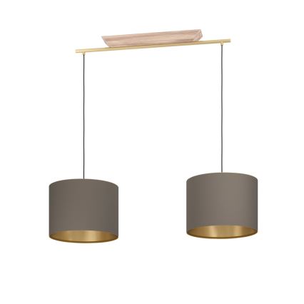 Eglo - Ljuskrona med textilsladd 2xE27/40W/230V brun/guld