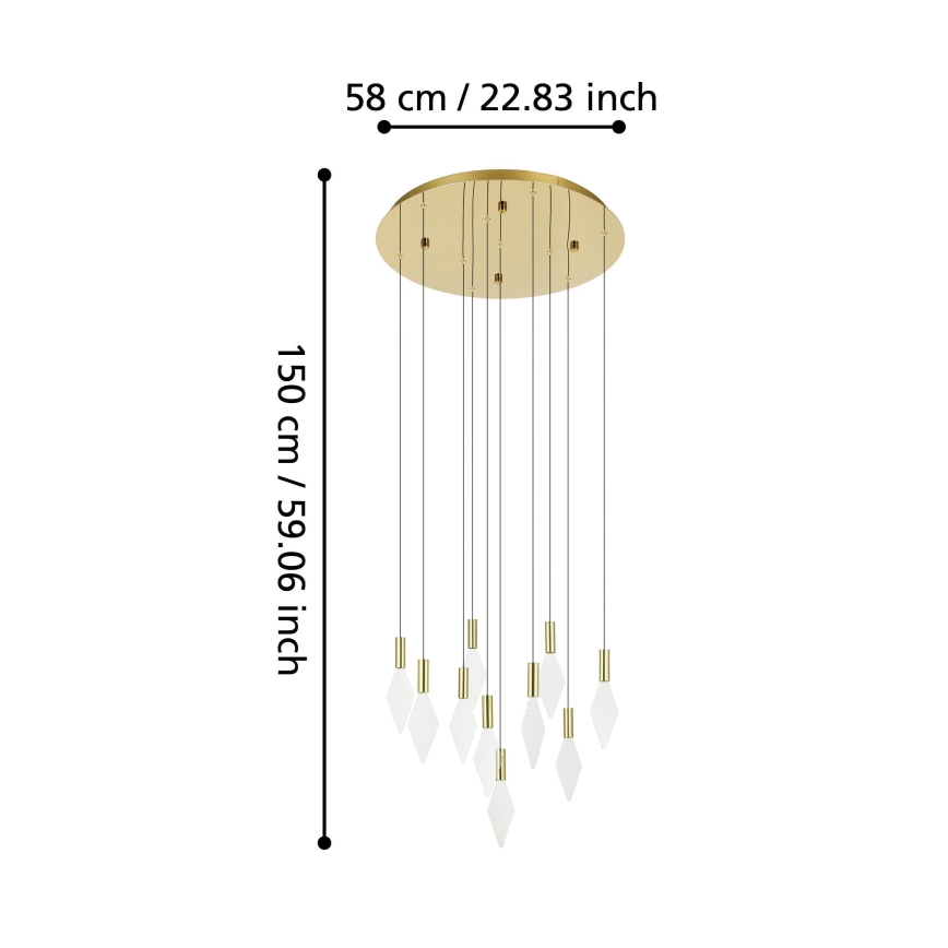 Eglo - LED ljusreglerad ljuskrona på textilsladd 10xLED/3W/230V 3000K diameter 58 cm guld