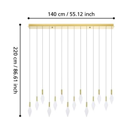 Eglo - LED ljusreglerad ljuskrona på textilsladd 14xLED/3,3W/230V 3000K guld