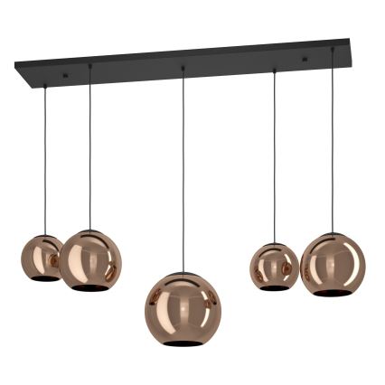 Eglo - Ljuskrona med textilsladd 5xE27/40W/230V koppar