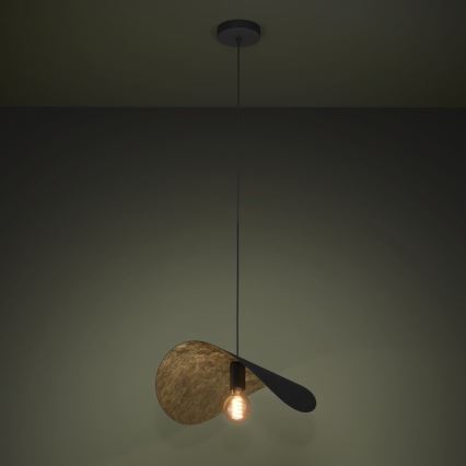 Eglo - Ljuskrona med textilsladd 1xE27/40W/230V 53 cm svart/guld