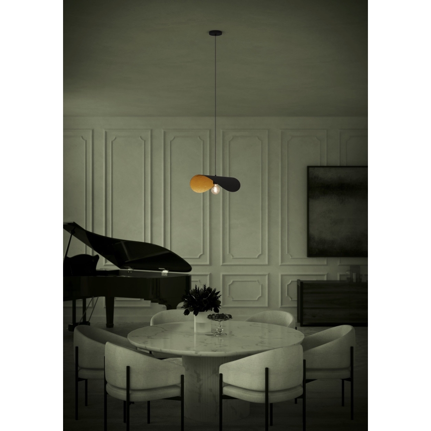 Eglo - Ljuskrona med textilsladd 1xE27/40W/230V 53 cm svart/guld